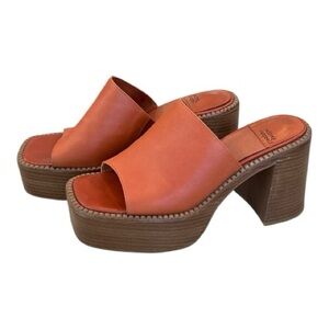 Jeffrey Campbell Orange Leather Platform Mules